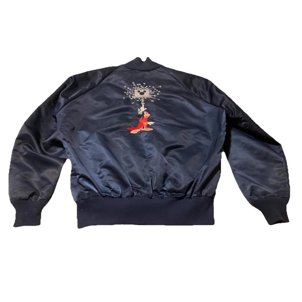 Hard to Find 80's Disney Channel Bomber Jacket Embroidery Sorcerer Mickey Iconic